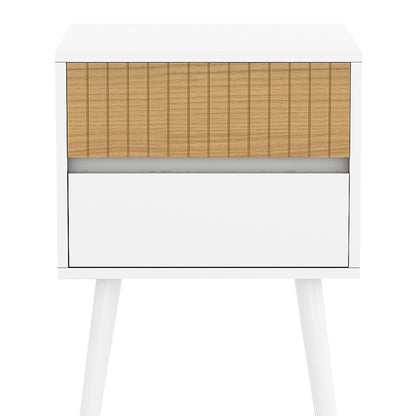 Sarantino Clio Bedside Table Night Stand - White/Natural