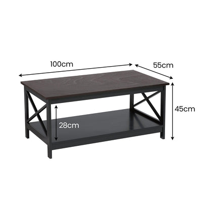 Sarantino Irene Black Cross Coffee Table
