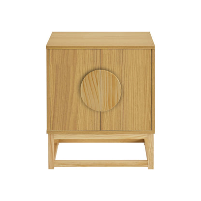 Sarantino Luca Bedside Table Split Door Night Stand - Natural
