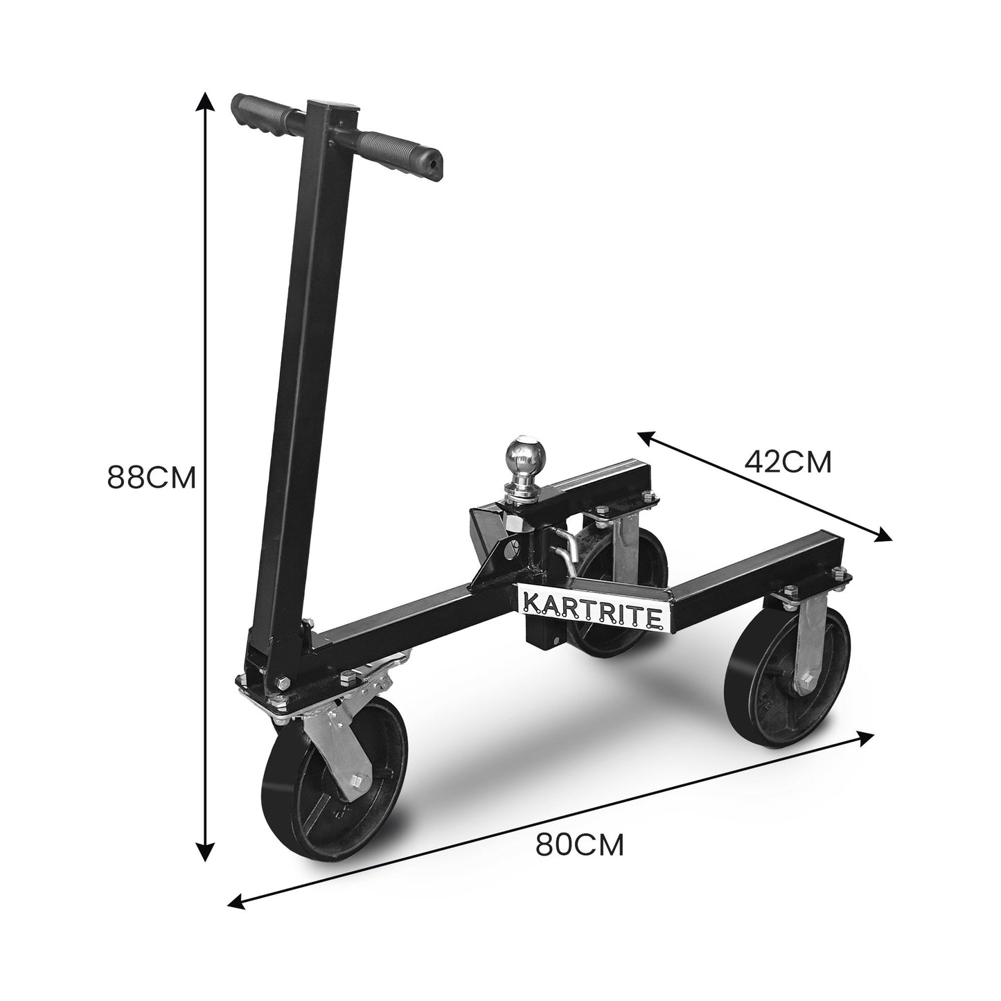 Kartrite Trailer Dolly Adjustable 2in Hitch Ball 1500kg Tongue Weight Capacity w/8in Swivel Wheels Steel Trailer Mover