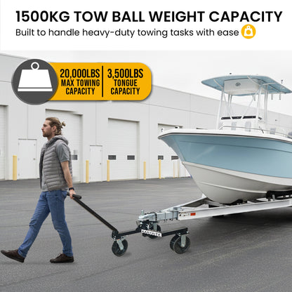 Kartrite Trailer Dolly Adjustable 2in Hitch Ball 1500kg Tongue Weight Capacity w/8in Swivel Wheels Steel Trailer Mover