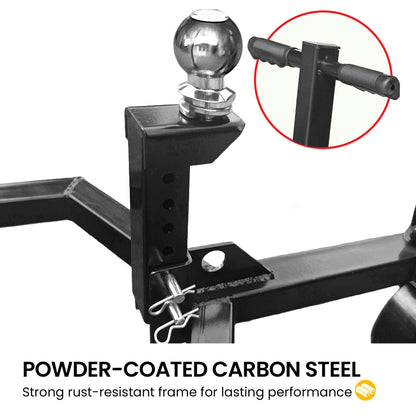 Kartrite Trailer Dolly Adjustable 2in Hitch Ball 1500kg Tongue Weight Capacity w/8in Swivel Wheels Steel Trailer Mover