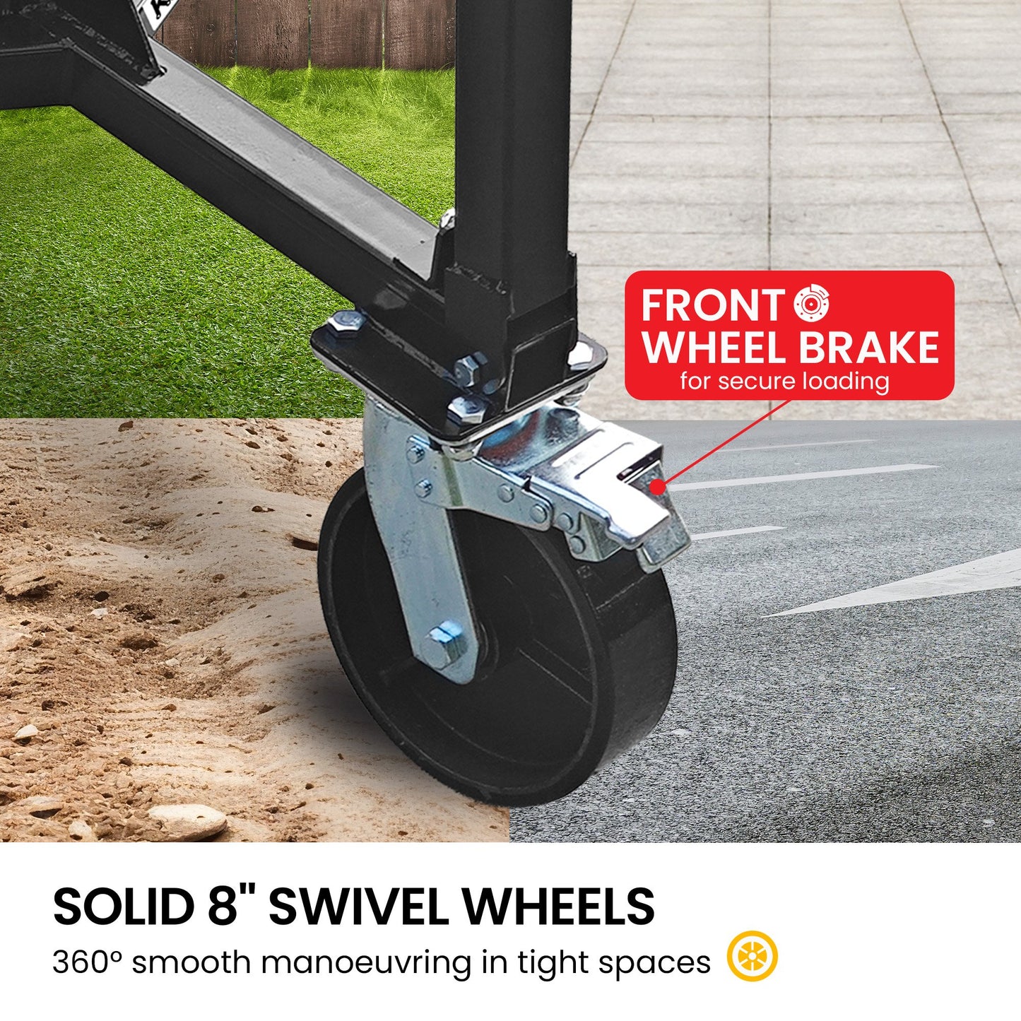 Kartrite Trailer Dolly Adjustable 2in Hitch Ball 1500kg Tongue Weight Capacity w/8in Swivel Wheels Steel Trailer Mover