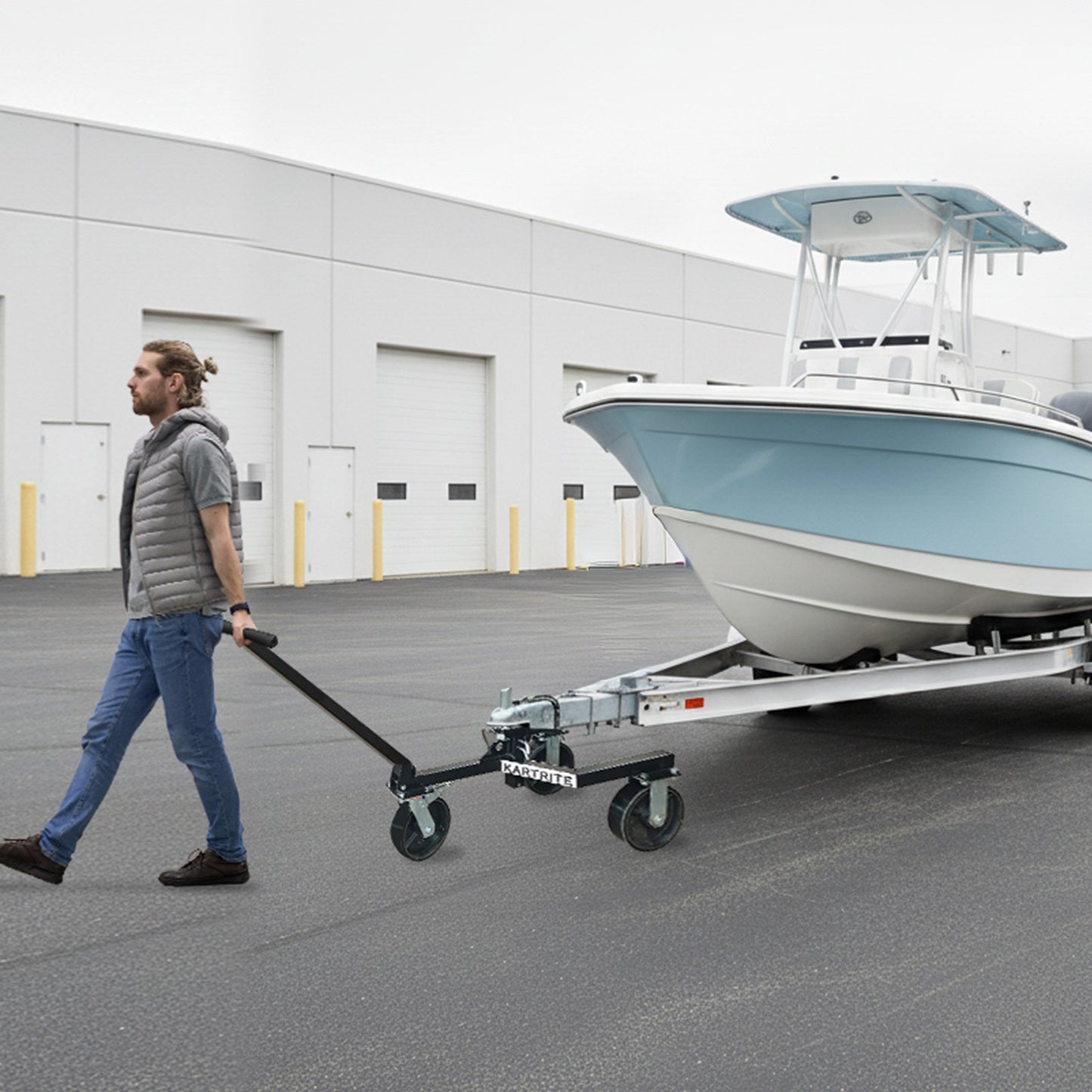 Kartrite Trailer Dolly Adjustable 2in Hitch Ball 1500kg Tongue Weight Capacity w/8in Swivel Wheels Steel Trailer Mover