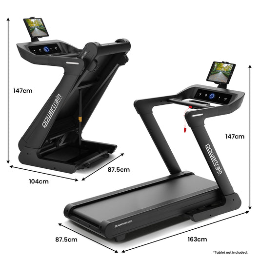 Powertrain V500 3HP Foldable Treadmill with Automatic Incline & Bluetooth Cardio Exercise