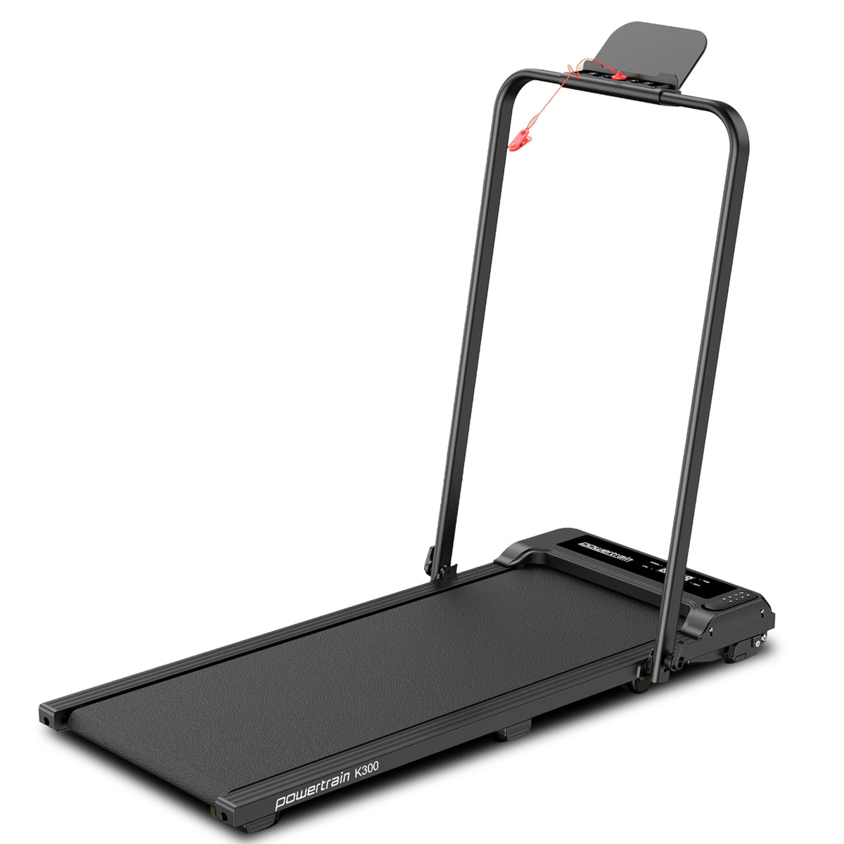 Powertrain K300 Black Foldable 2-in-1 Under Desk Walking Pad Treadmill 1.5HP 10km/h Incline Home Running Machine