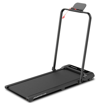 Powertrain K300 Black Foldable 2-in-1 Under Desk Walking Pad Treadmill 1.5HP 10km/h Incline Home Running Machine