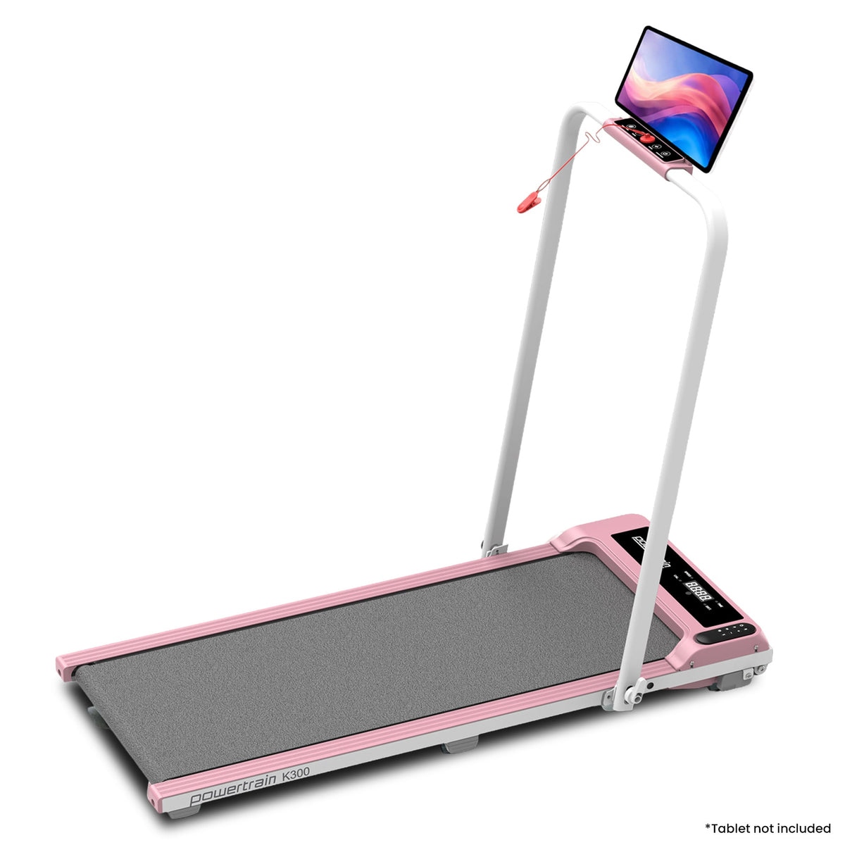 Powertrain K300 Pink Foldable 2-in-1 Under Desk Walking Pad Treadmill 1.5HP 10km/h Incline Home Running Machine