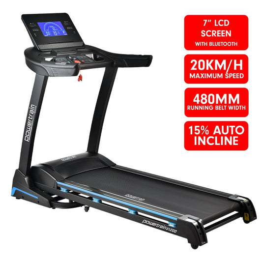 Powertrain V1200 Treadmill with Shock-Absorbing System Exercise Cardio Running Home Gym