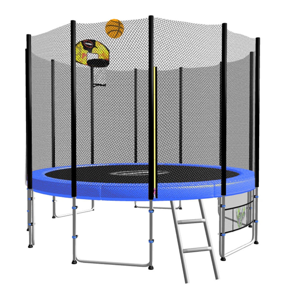 Kahuna Blizzard 10 ft Trampoline with Basketball Set Blue
