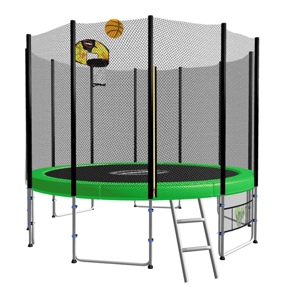 Kahuna Blizzard 10 ft Trampoline with Basketball Set Green