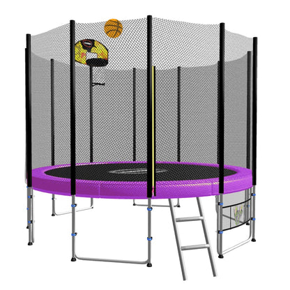 Kahuna Blizzard 8 ft Trampoline Green with Basketball Set Purple