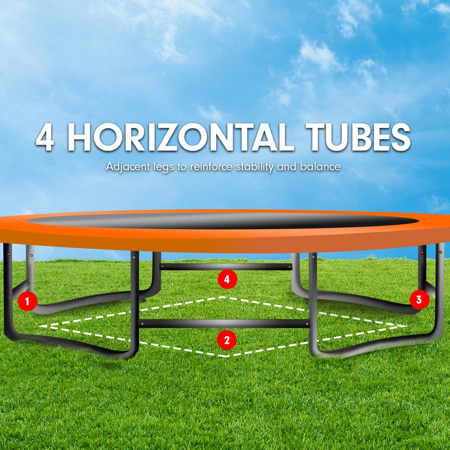 Kahuna Trampoline 8 ft x 11 ft Outdoor Rectangular Rainbow