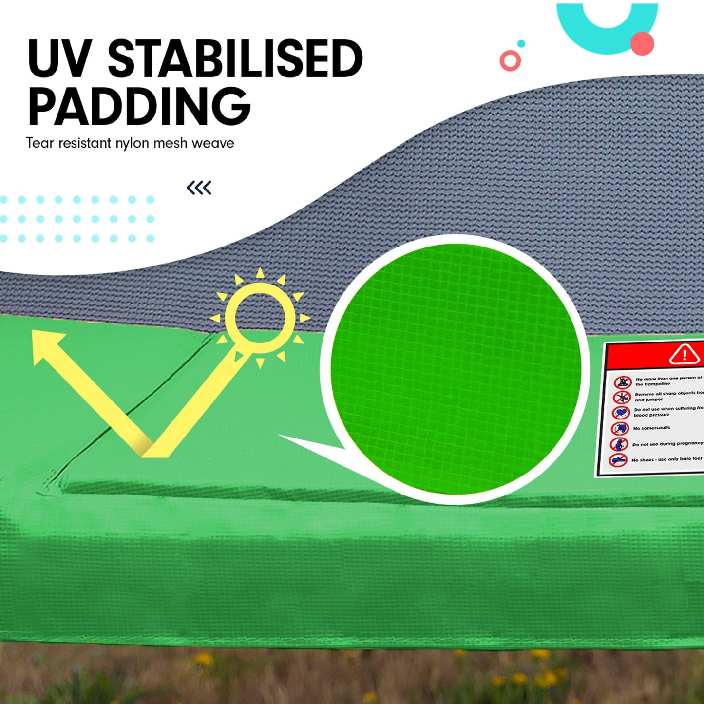 Kahuna Trampoline 8 ft x 11 ft Outdoor Rectangular Rainbow