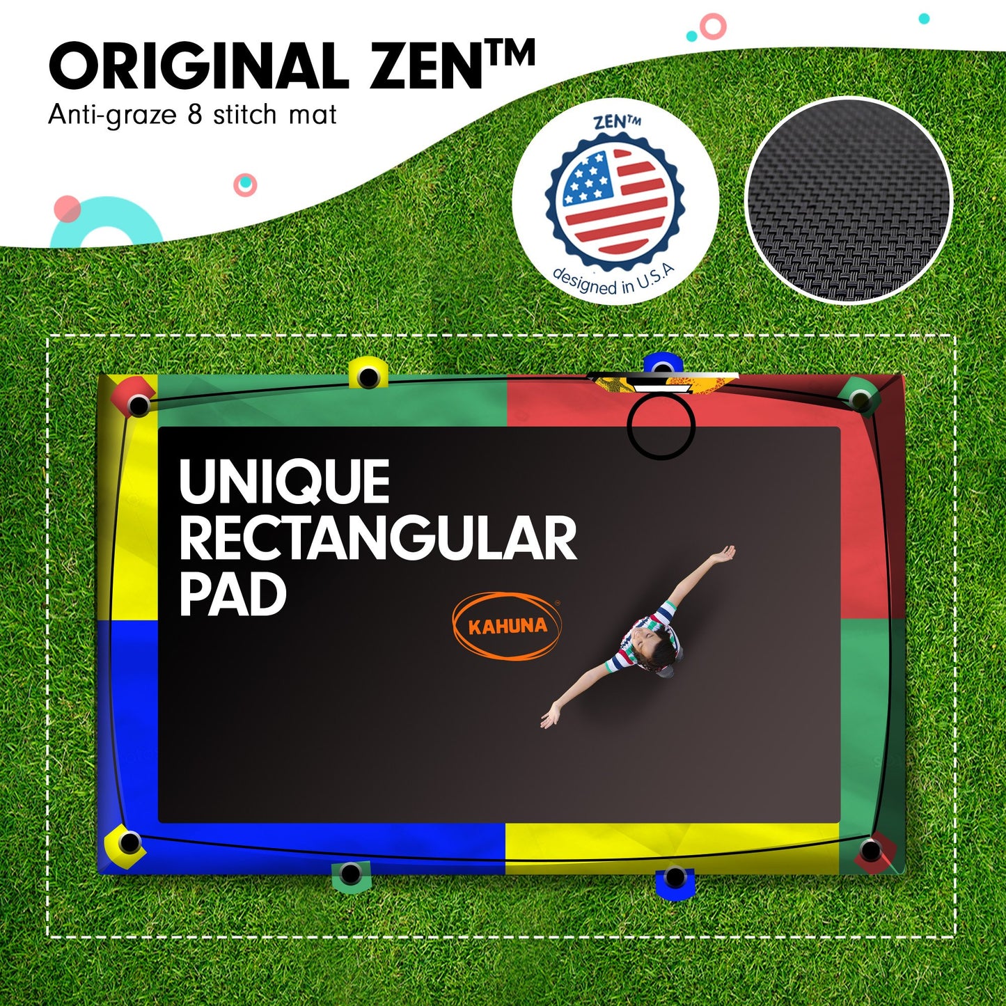 Kahuna Trampoline 8 ft x 11 ft Outdoor Rectangular Rainbow