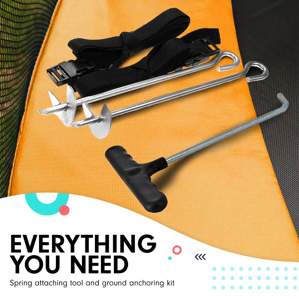 Kahuna Rectangular Trampoline 6x9ft with L.E.D BB Set Rainbow