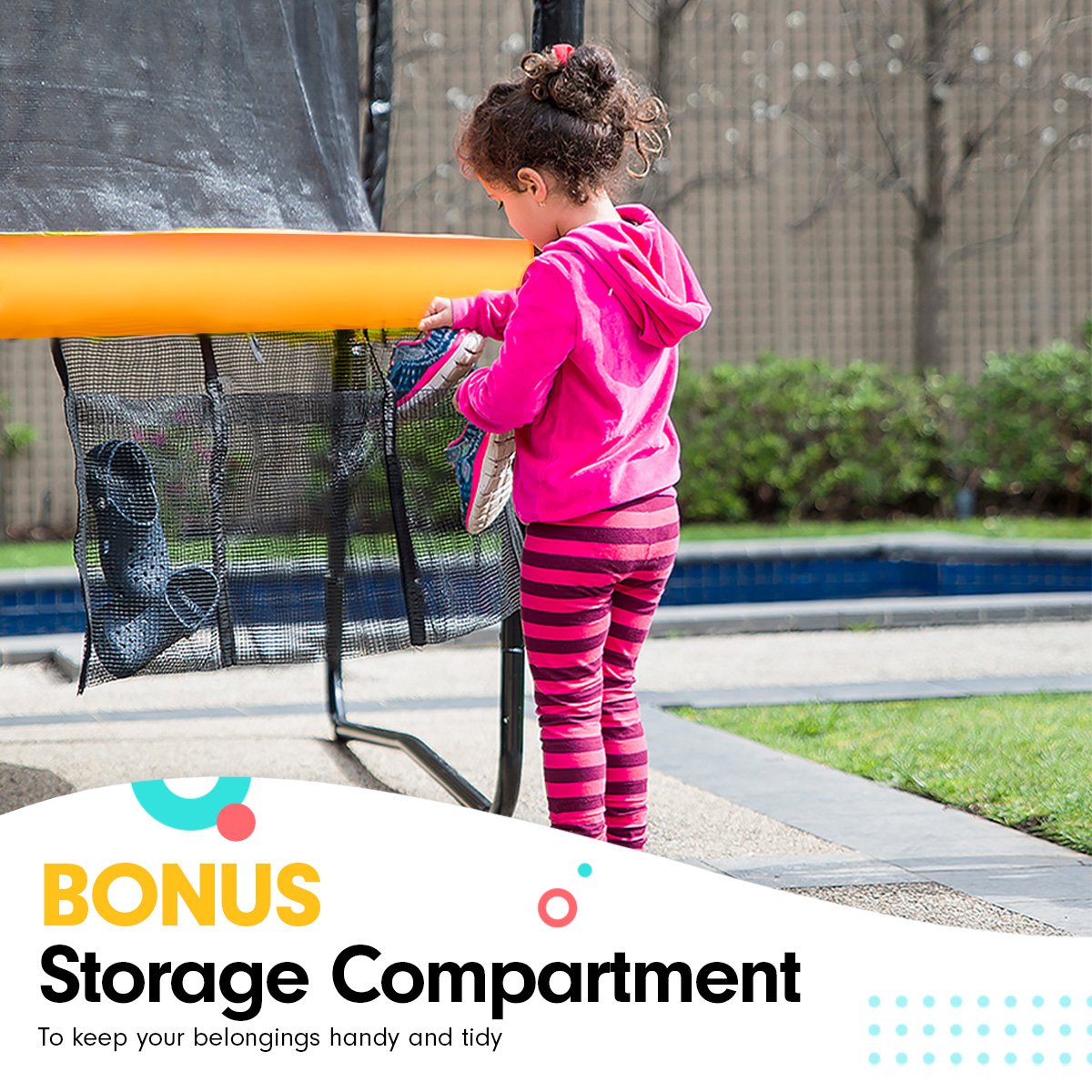 Kahuna 6 ft x 9 ft Rectangular Outdoor Trampoline with Basketball Set - Orange