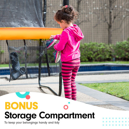 Kahuna 6 ft x 9 ft Rectangular Outdoor Trampoline with Basketball Set - Orange