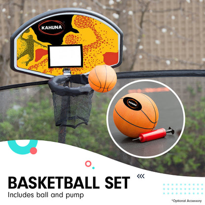 Kahuna 6 ft x 9 ft Rectangular Outdoor Trampoline with Basketball Set - Orange