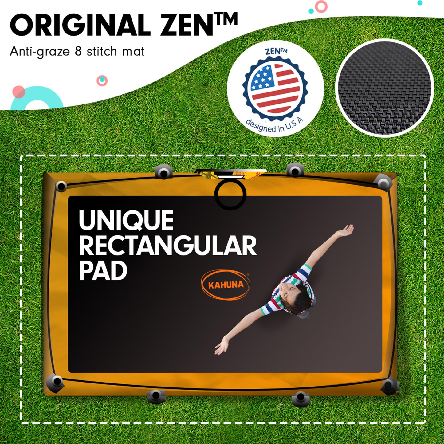 Kahuna 6 ft x 9 ft Rectangular Outdoor Trampoline - Orange