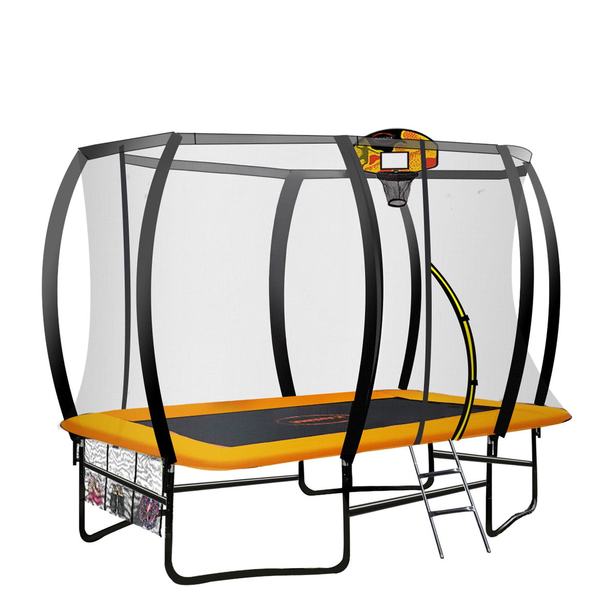 Kahuna 6 ft x 9 ft Rectangular Outdoor Trampoline with Basketball Set - Orange
