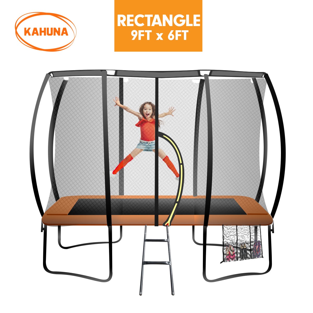 Kahuna Trampoline 6 ft x 9 ft Rectangular Outdoor Basketball Set
