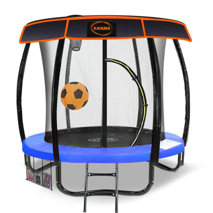 Kahuna Trampoline 6 ft with Basketball Set & Roof - Blue