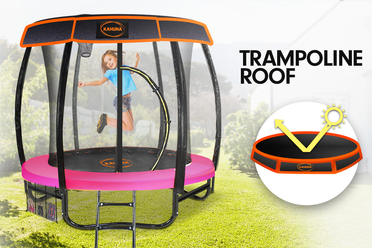 Kahuna Trampoline 6 ft with Basketball Set & Roof - Pink