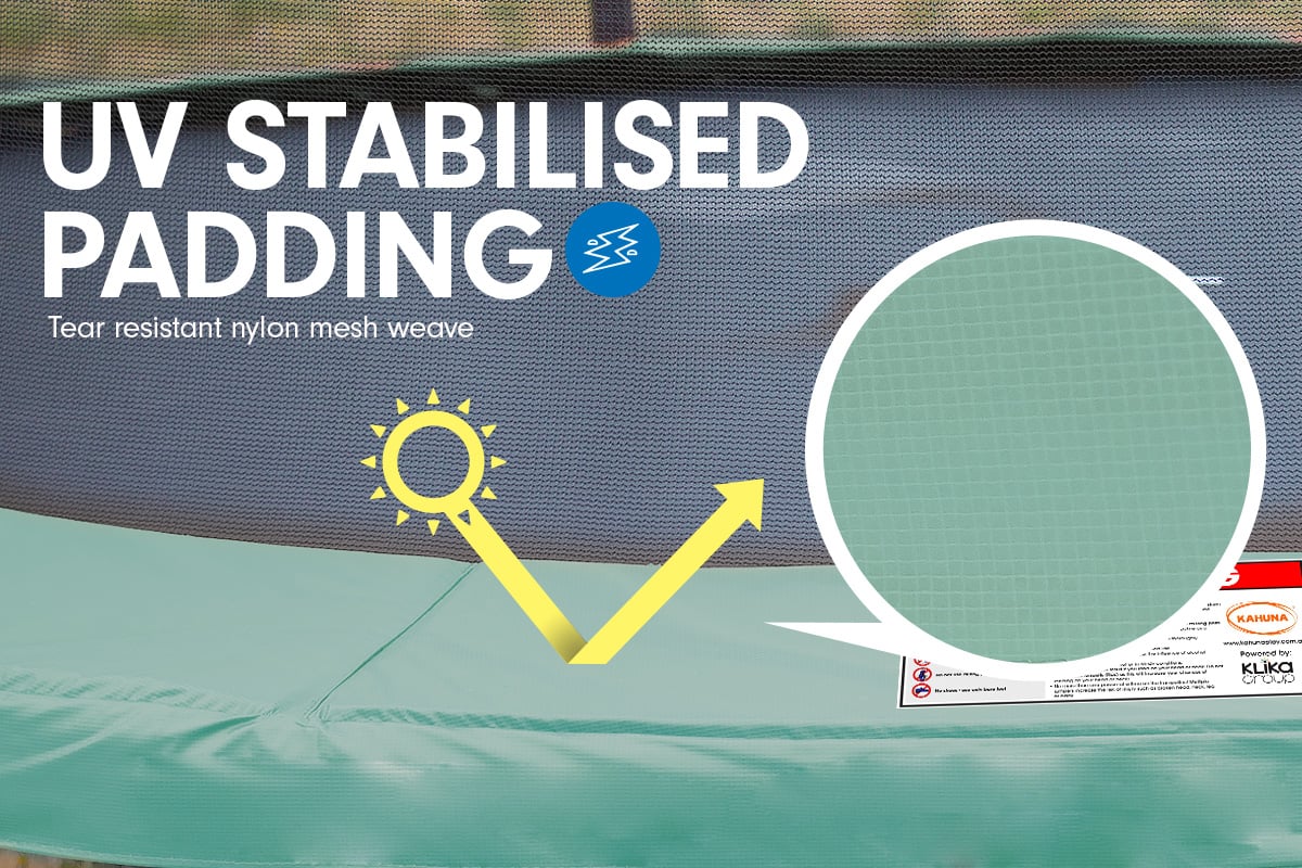 Kahuna Trampoline 8 ft with Basketball Set and Roof - Green