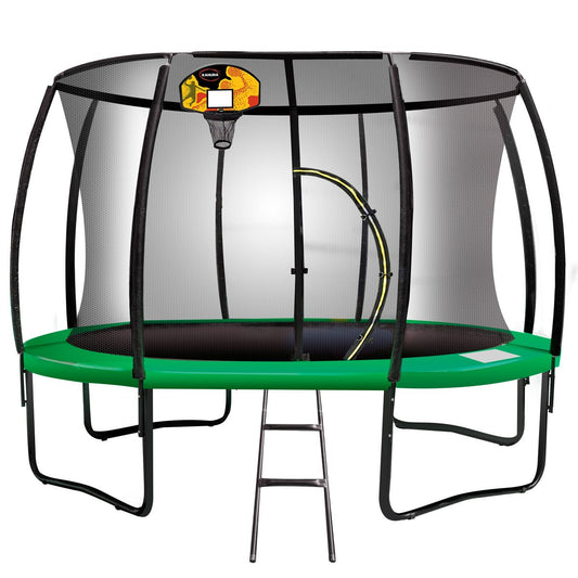 Kahuna Trampoline 14 ft with Basketball Set - Green