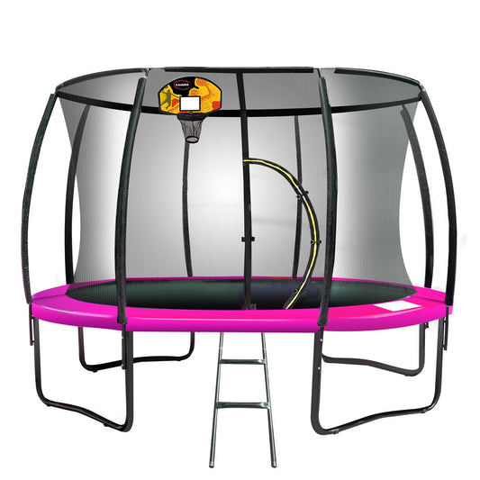 Kahuna Trampoline 12 ft with Basketball Set - Pink