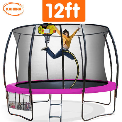 Kahuna Trampoline 12 ft with Basketball Set - Pink