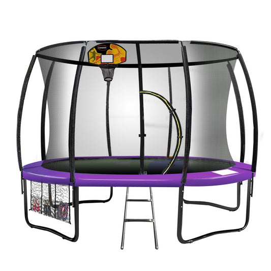 Kahuna Trampoline 12 ft with Basketball Set - Purple