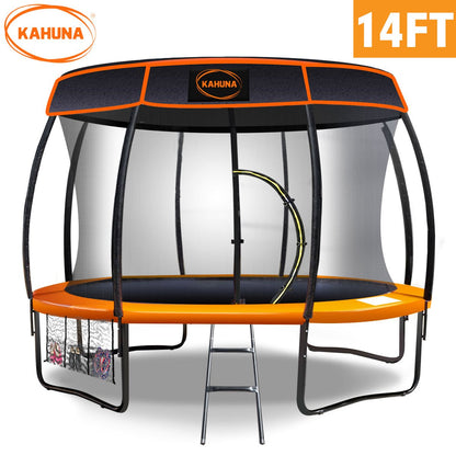 New Kids Gift Kahuna 14ft Trampoline Free Safety Net Spring Pad Mat Roof Orange/Blue