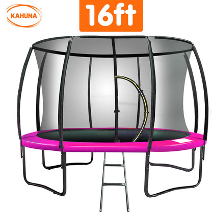 Kahuna 16ft Heavy Duty Round Trampoline with Inner Safety Net Enclosure & UV Spring Cover Outdoor Kids Pink