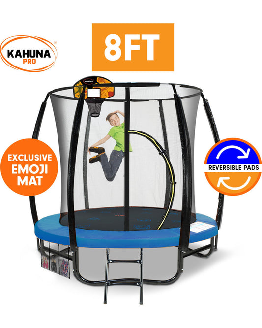 Kahuna Pro 8ft Trampoline with Mat, Reversible Pad, Basketball Set