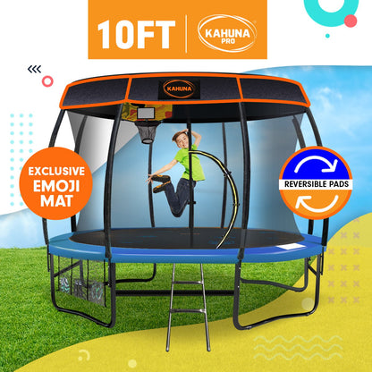 Kahuna Pro 10ft Trampoline with Mat, Reversible Pad, Basketball Set