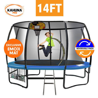 Kahuna Pro 14ft Trampoline with Mat, Reversible Pad, Basketball Set