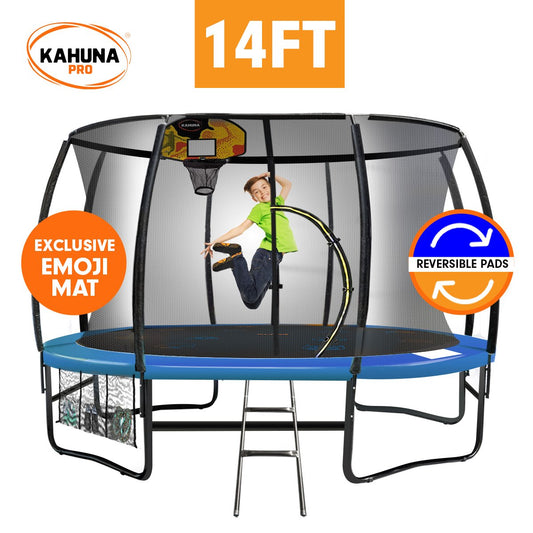 Kahuna Pro 14ft Trampoline with Mat, Reversible Pad, Basketball Set