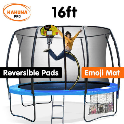 Kahuna Pro 16 ft Trampoline with Mat, Reversible Pad, Basketball Set