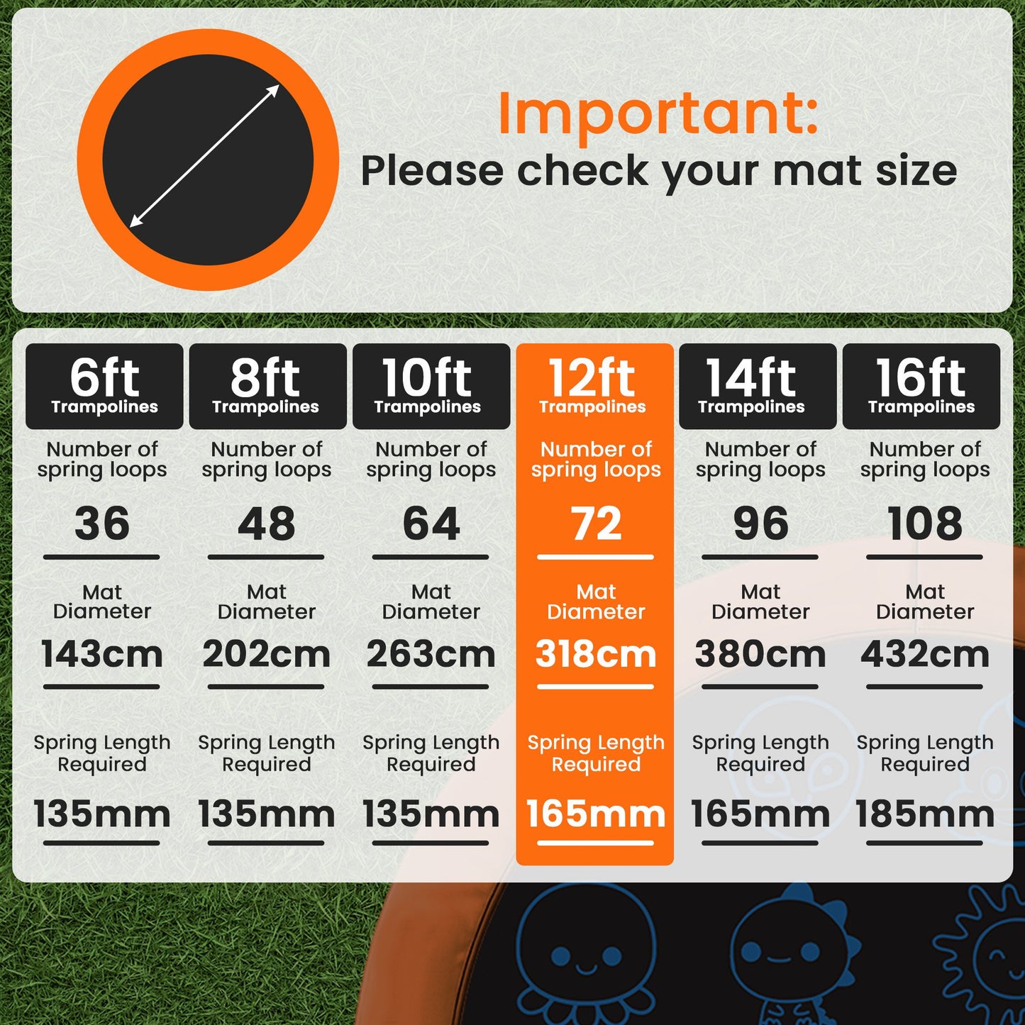 12ft Replacement Trampoline Jumping Mat - Emoji