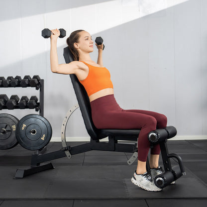 Powertrain Multi Workout Bench with Transport Wheels and Adjustable Backrest