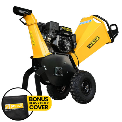 Ducar 70P 3600 RPM Wood Chipper with E-Start Shredder Mulcher Grinder Yellow Black