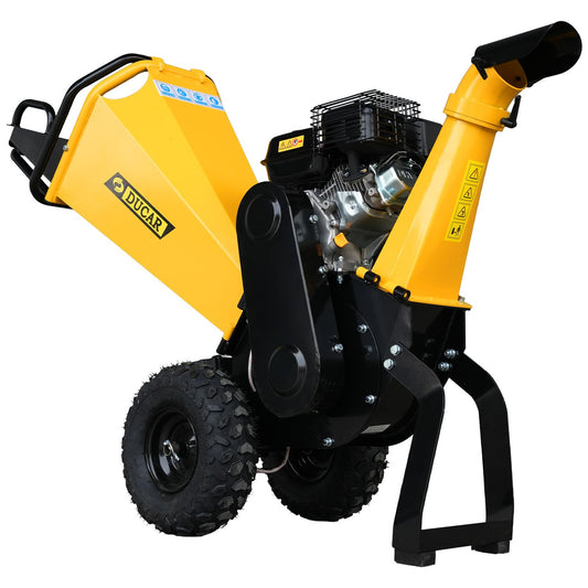Ducar 70P 3600 RPM Wood Chipper with E-Start Shredder Mulcher Grinder Yellow Black
