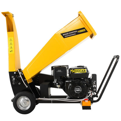Ducar D70 7HP Wood Chipper Shredder Mulcher Grinder Petrol and Electric Start in Yellow