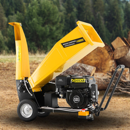 Ducar D70 7HP Wood Chipper Shredder Mulcher Grinder Petrol and Electric Start in Yellow