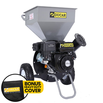 Ducar 7HP Wood Chipper Shredder Mulcher Petrol Silver Black