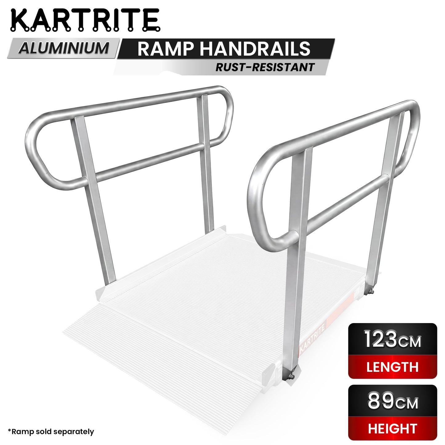 Kartrite Aluminium Safety Handrails for Kartrite 4ft Wheelchair Ramp