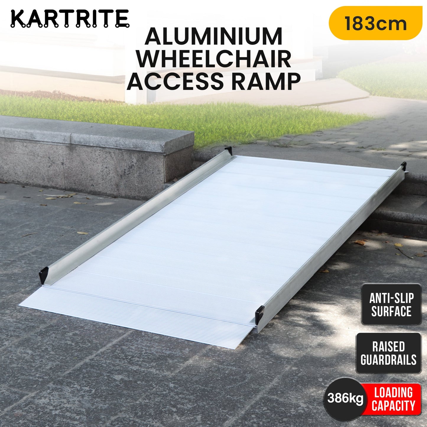Kartrite 6ft Portable Aluminium Mobility Threshold Access Wheelchair Ramp