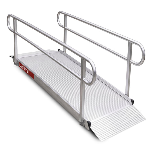 Kartrite 8ft Aluminium Wheelchair Ramp w/ Handrails 380kg Capacity 72cm Width